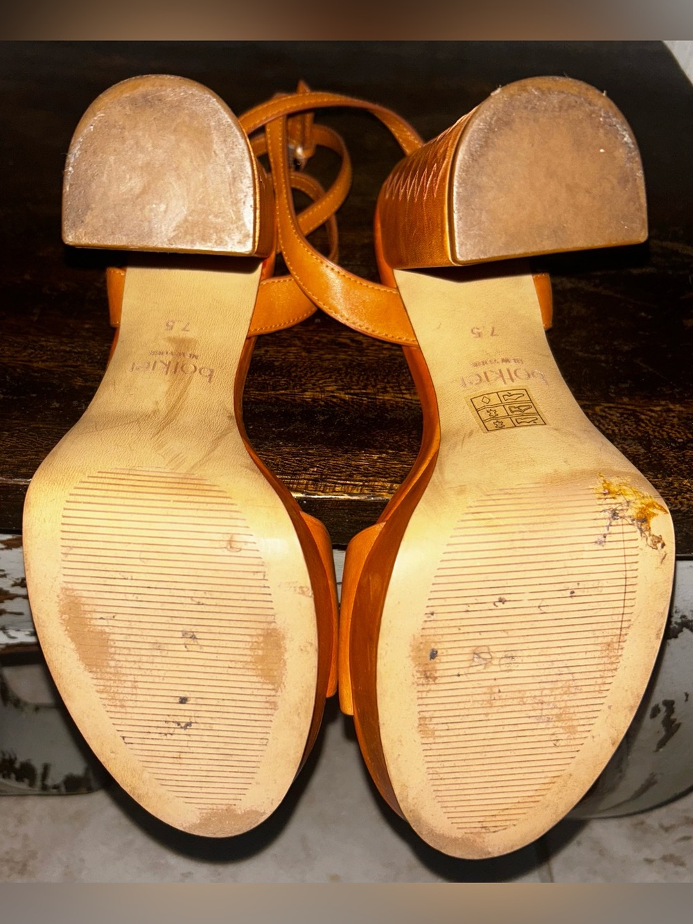 Botkier Cognac Leather Platform Ankle-Strap Sandal- size: 7.5 - Picture 10 of 11